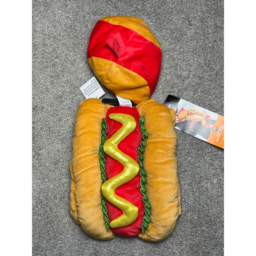 Hyde and EEK Boutique Hot Dog Infant Carrier Costume Halloween Plush Tan OS